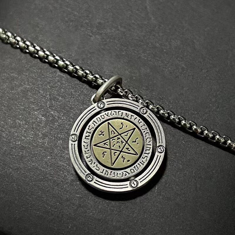 Eye of providence All-seeing Eye Hexagram Punk Spinning Coin Necklace