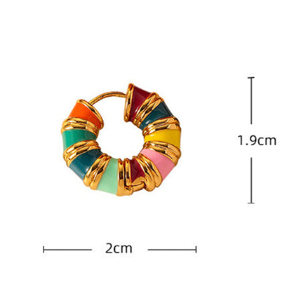 14K Gold Plated Multicolor Rainbow Round Hoop Earrings