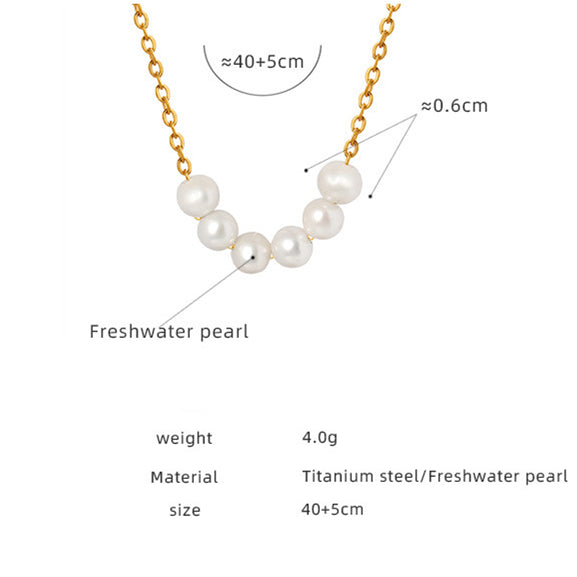 Gold Freshwater Pearl Necklace 6 Pearl Bar Necklace