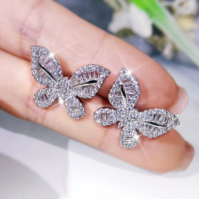 Butterfly Necklace Stud Earrings Rings Set 3PCS Jewelry Sets