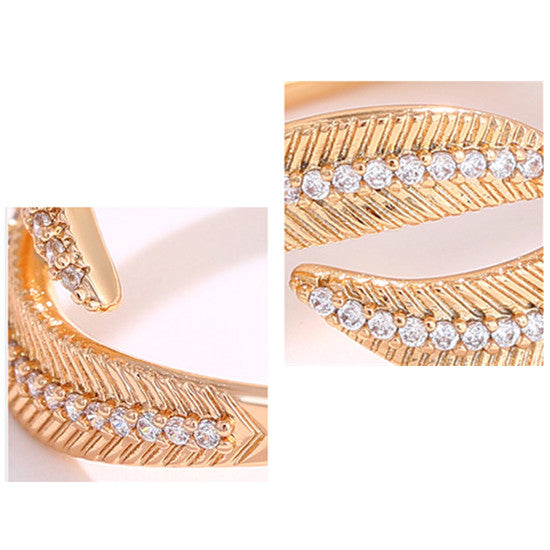 18K Gold Plated Open Adjustable Rings Joint Finger Kunckle Leaf Shape Rings