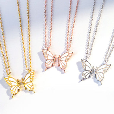 2 PCS Butterfly Puzzle Friendship Best Friend Pendant Necklace