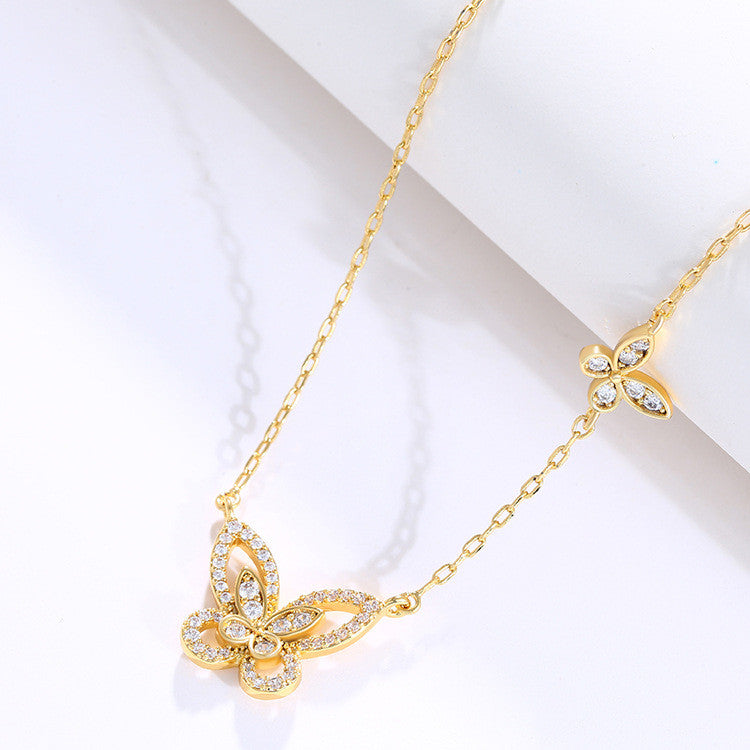 Butterfly 14K Gold Plated Dainty Necklace Charm Chain Choker Pendant Necklace