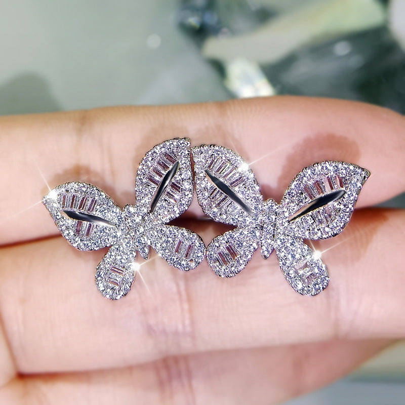 Butterfly Necklace Stud Earrings Rings Set 3PCS Jewelry Sets