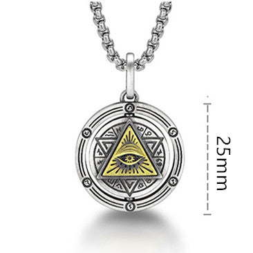 Eye of providence All-seeing Eye Hexagram Punk Spinning Coin Necklace