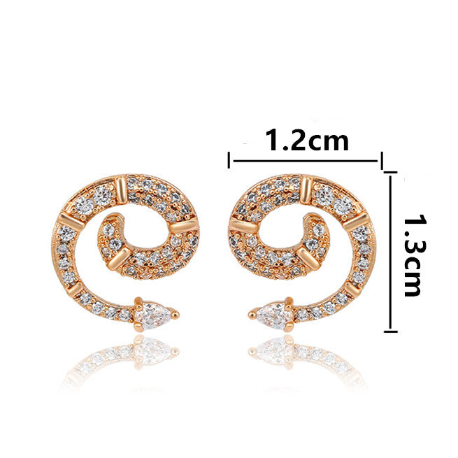 Snake Stud Earrings 18K Gold Plated Cubic Zirconia Earrings