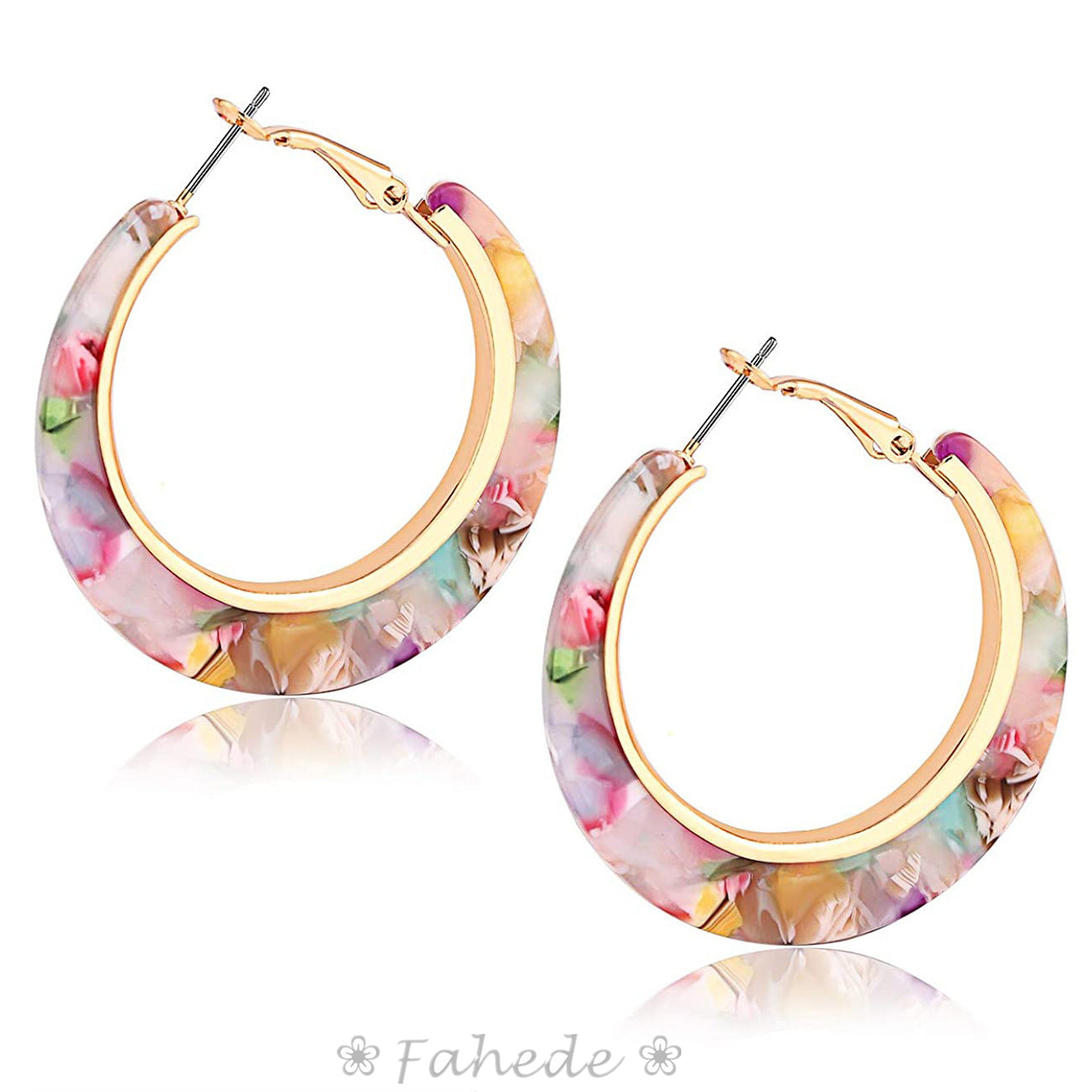 Leopard Floral Hoop Earrings Bohemian Resort Earrings