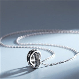 Men's Interlocking Circles Double Circles Round Necklace