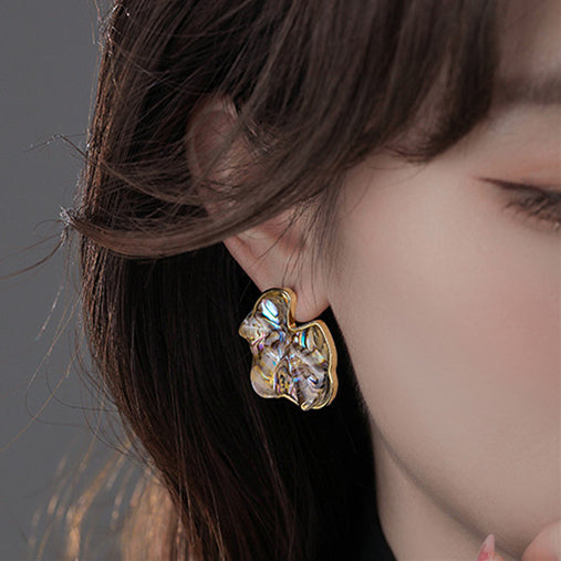 Baroque S925 Sterling Silver Shell Irregular Studs Earrings for Women