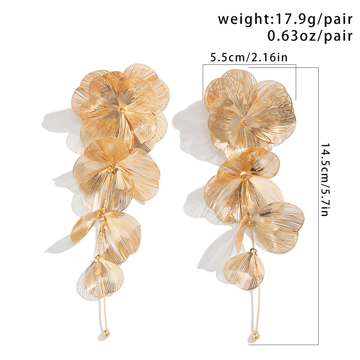 Handcrafted Copper Elegant Cascading Ginkgo Leaves Earrings