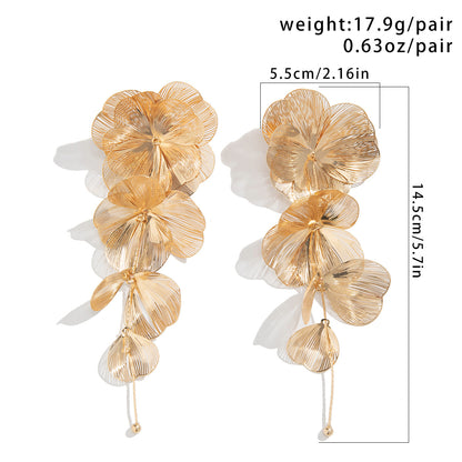 Handcrafted Copper Elegant Cascading Ginkgo Leaves Earrings