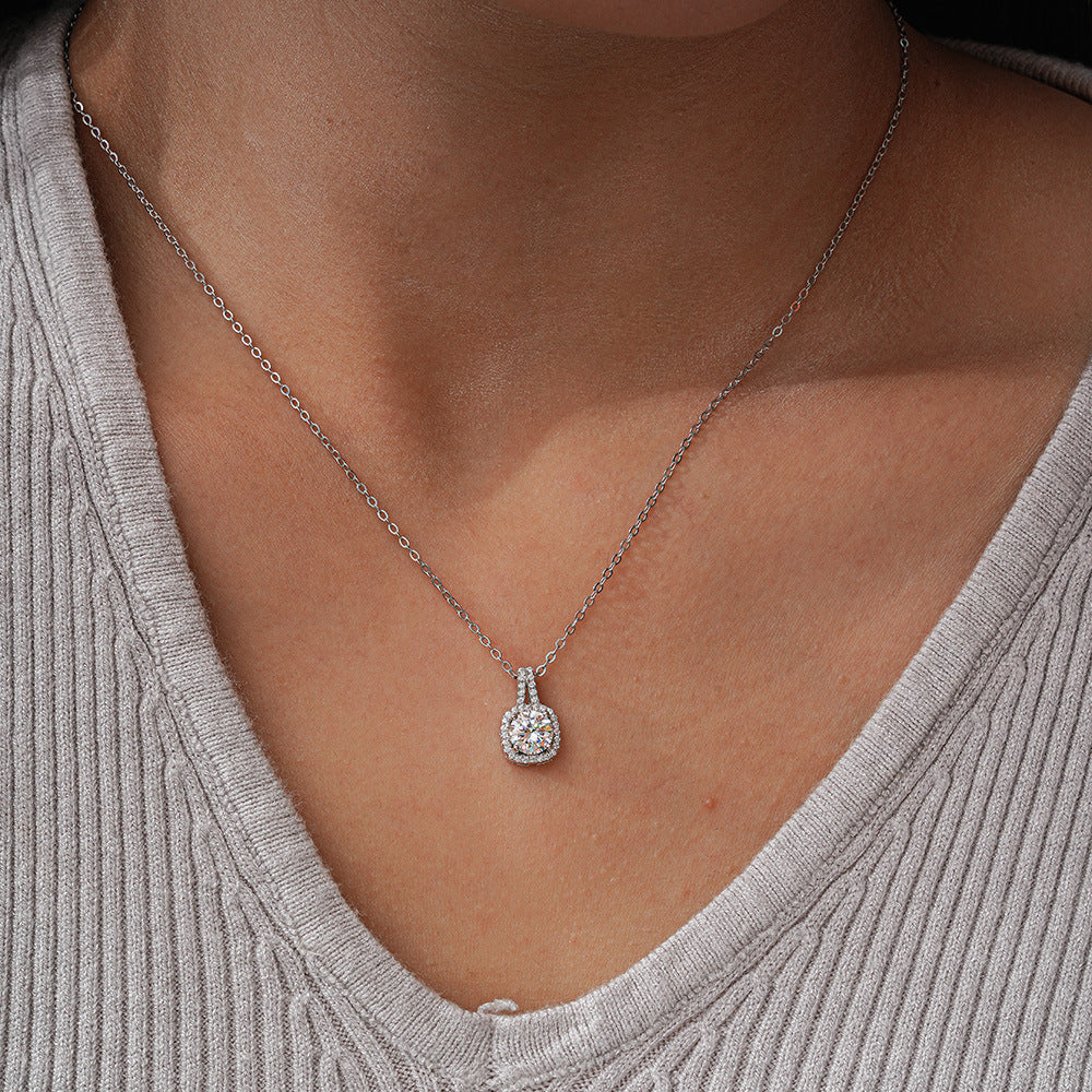 Elegant Sterling Silver Moissanite Pendant Necklace