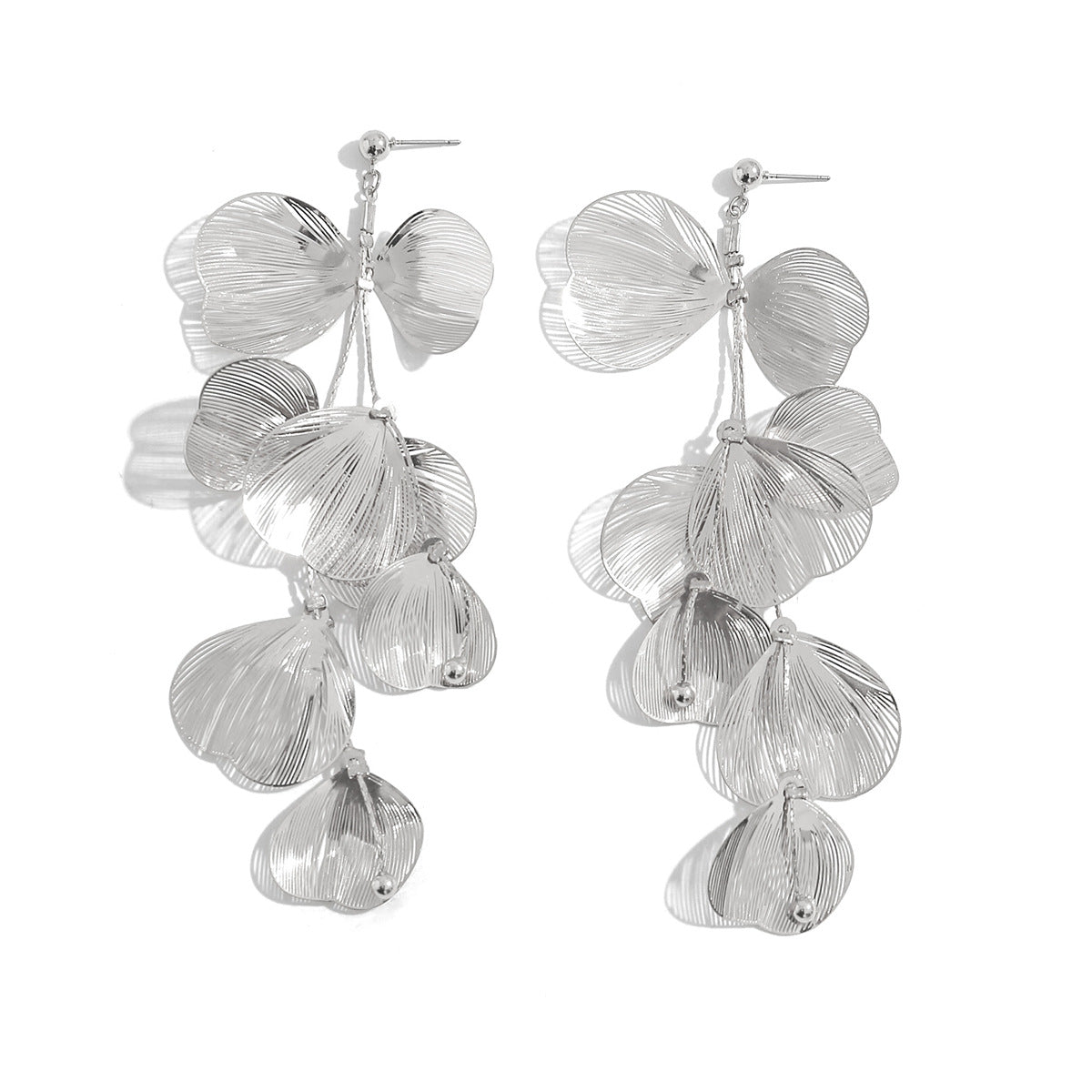 Handcrafted Copper Elegant Cascading Ginkgo Leaves Earrings