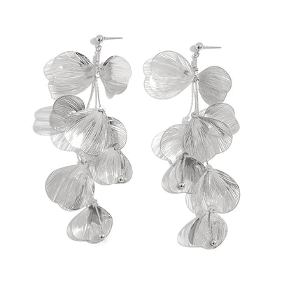 Handcrafted Copper Elegant Cascading Ginkgo Leaves Earrings
