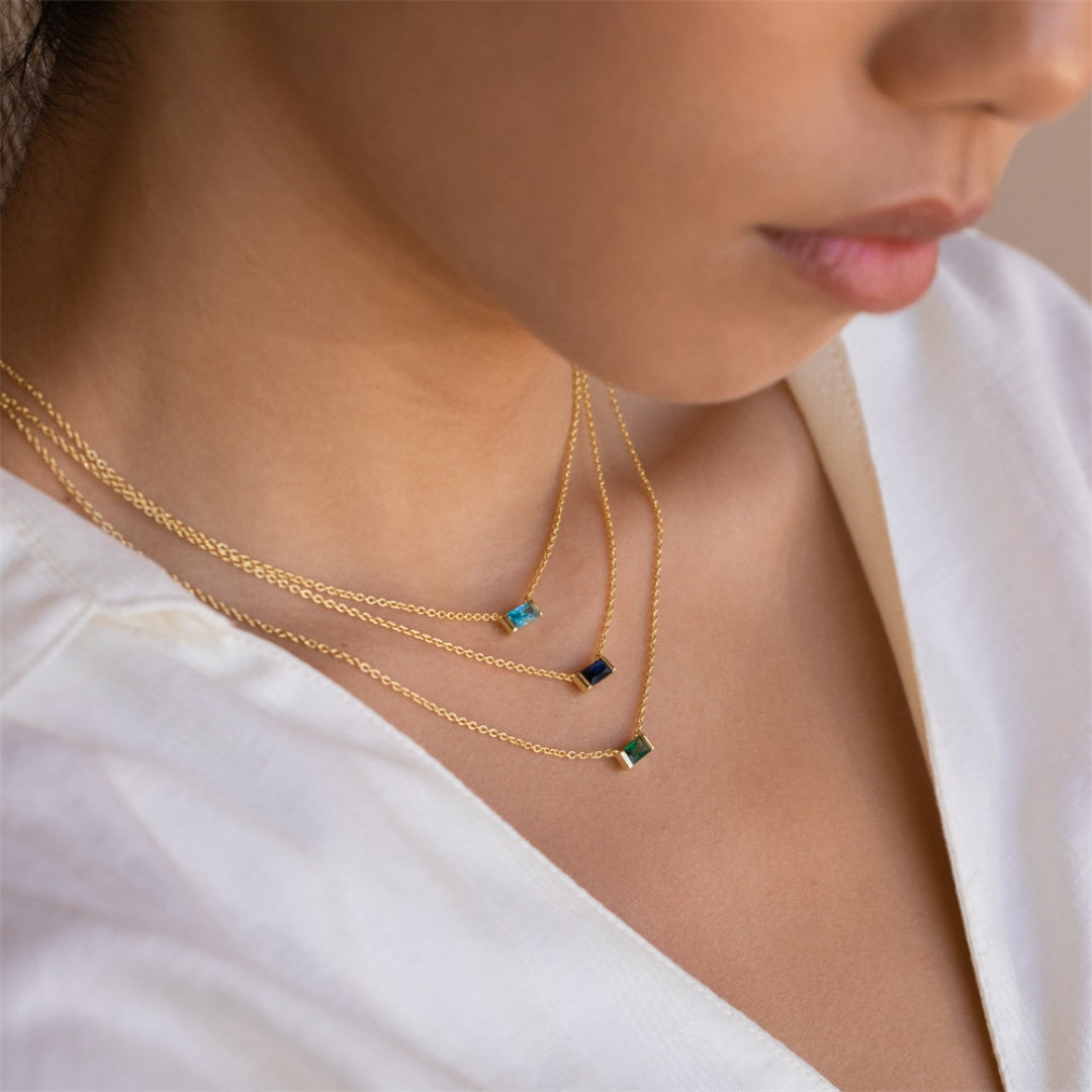 12 Birthstone Zircon Pendant Necklace