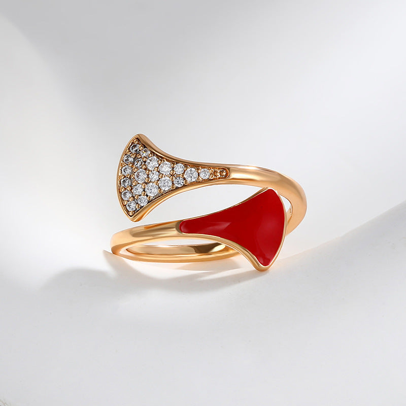 18K Gold Plated Open Twist Rings Stackable Red Joint Finger Kunckle Rings