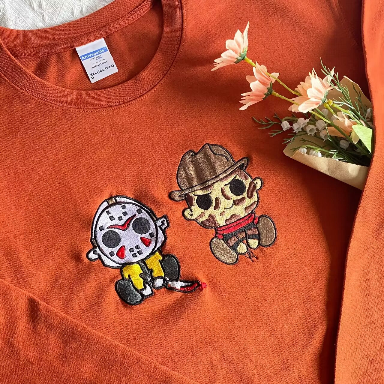 Halloween Jason And Freddy Customized Embroidered Sweatshirt