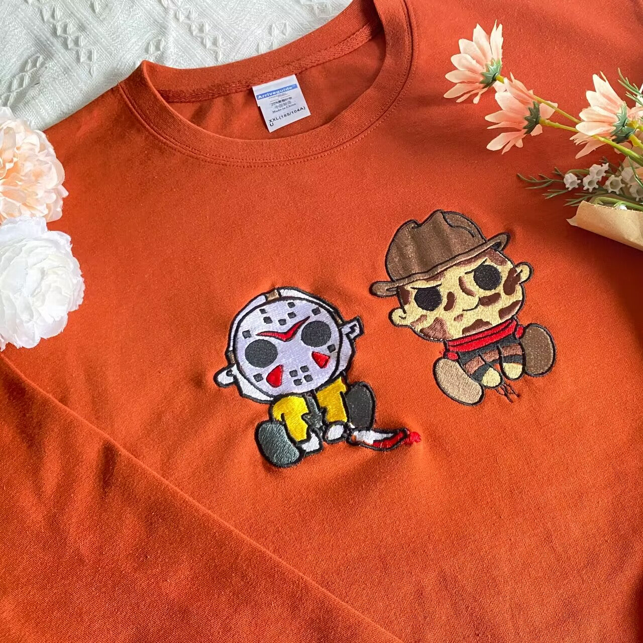 Halloween Jason And Freddy Customized Embroidered Sweatshirt