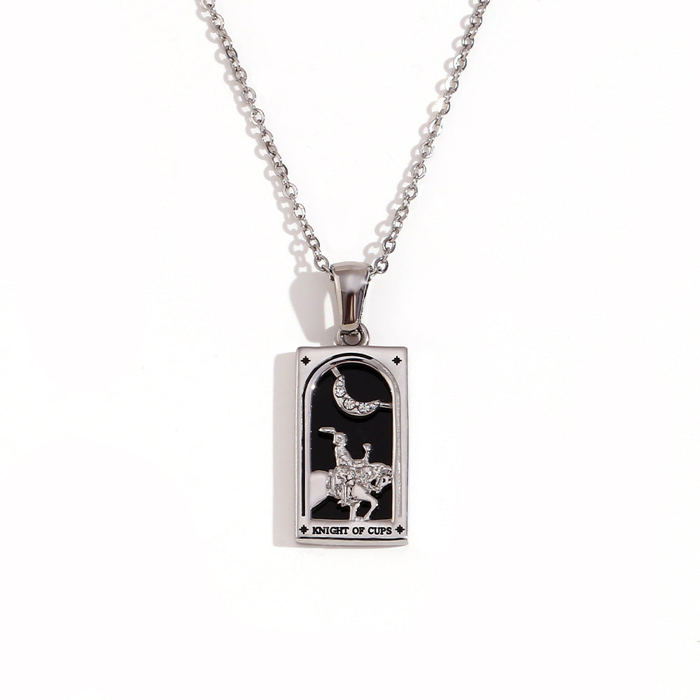 Fashion Stainless Steel 18K Gold Plated Retro Original Design Tarot Card Necklace