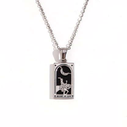 Fashion Stainless Steel 18K Gold Plated Retro Original Design Tarot Card Necklace