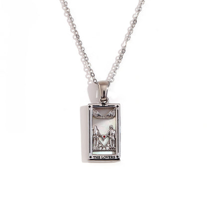 Fashion Stainless Steel 18K Gold Plated Retro Original Design Tarot Card Necklace