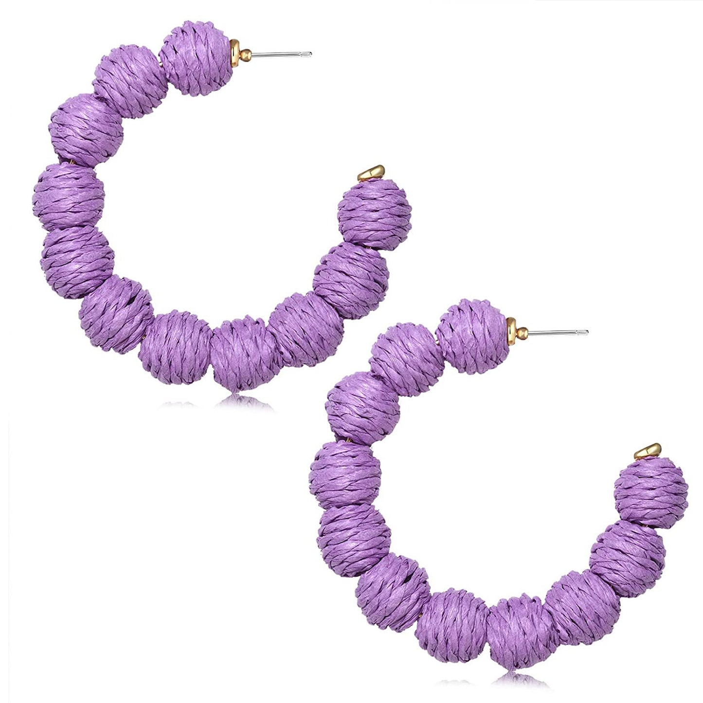 Bohemian Beach Resort Wicker Braid Earrings Rattan Ball Hoop Earrings