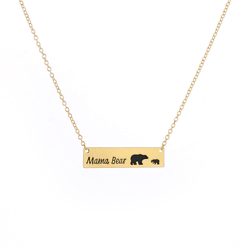 Mama Bear Necklace With Cubs Horizontal Bar Necklace Mother's Day Gift