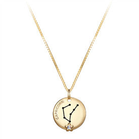 12 Constellations Coin Disc Necklace Sign Of Star Zodiac Pendant