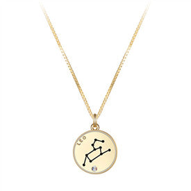 12 Constellations Coin Disc Necklace Sign Of Star Zodiac Pendant