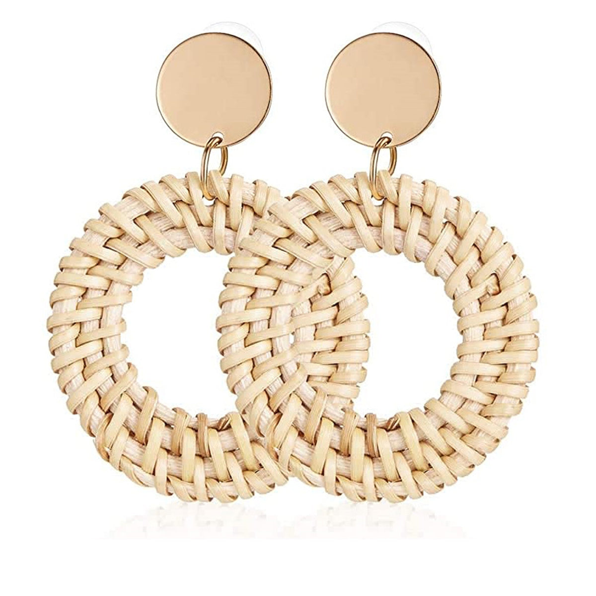 Bohemian Resort Beach Wicker Braid Rattan Earrings Summer Woven Raffia Earrings