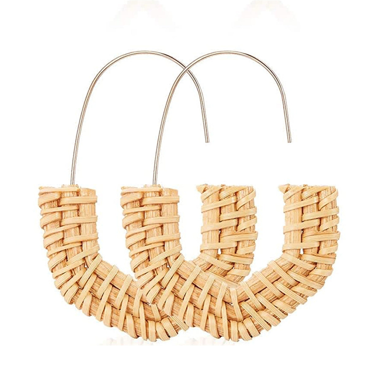 Bohemian Resort Beach Wicker Braid Rattan Earrings Summer Woven Raffia Earrings