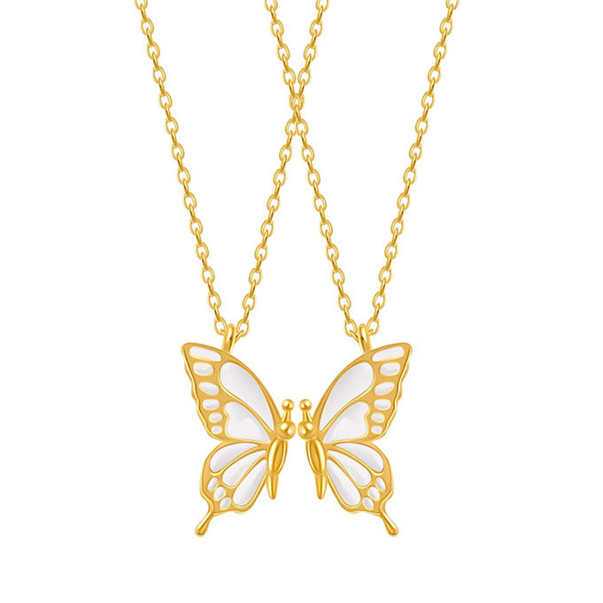 2 PCS Butterfly Puzzle Friendship Best Friend Pendant Necklace