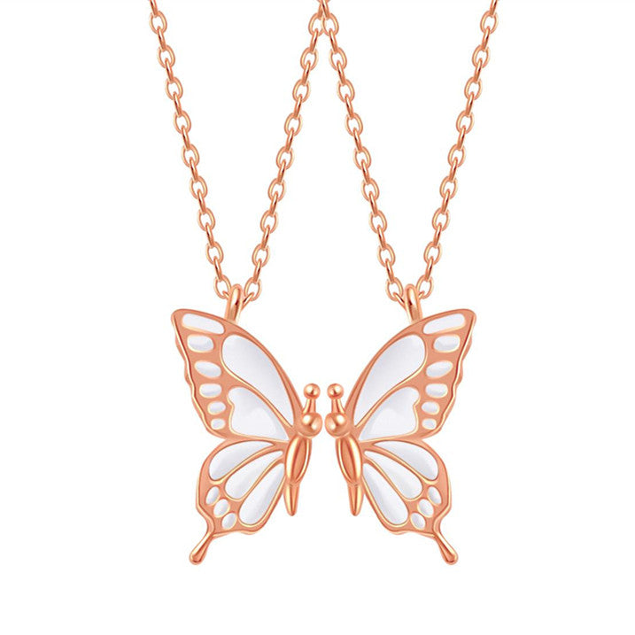 2 PCS Butterfly Puzzle Friendship Best Friend Pendant Necklace