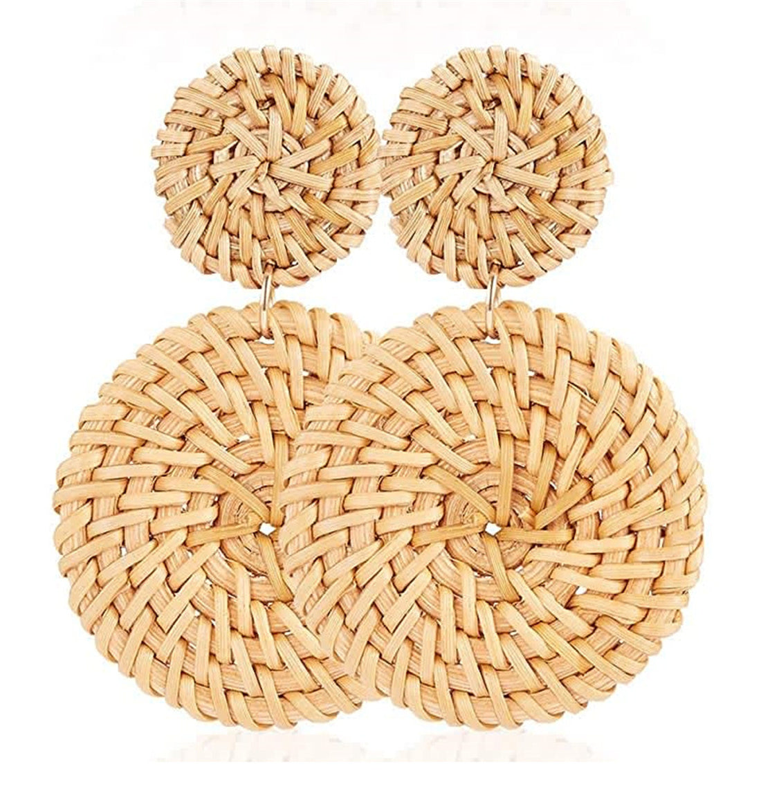 Bohemian Resort Beach Wicker Braid Rattan Earrings Summer Woven Raffia Earrings