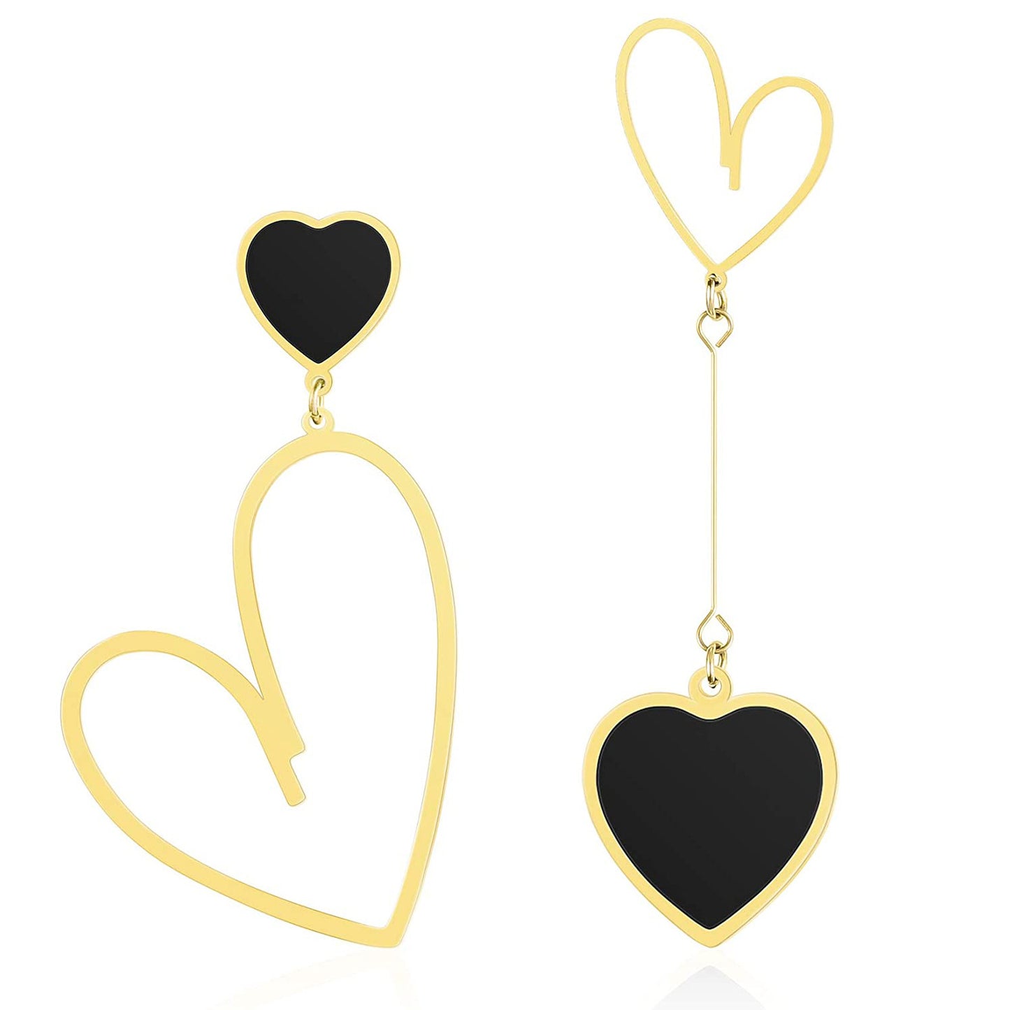 Heart Asymmetric Drop Dangle Earrings Love Hook Mismatched Stud Earring