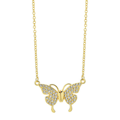 Double-Sided Wearing Diamond-Set Magnetic Butterfly Pendant Necklace