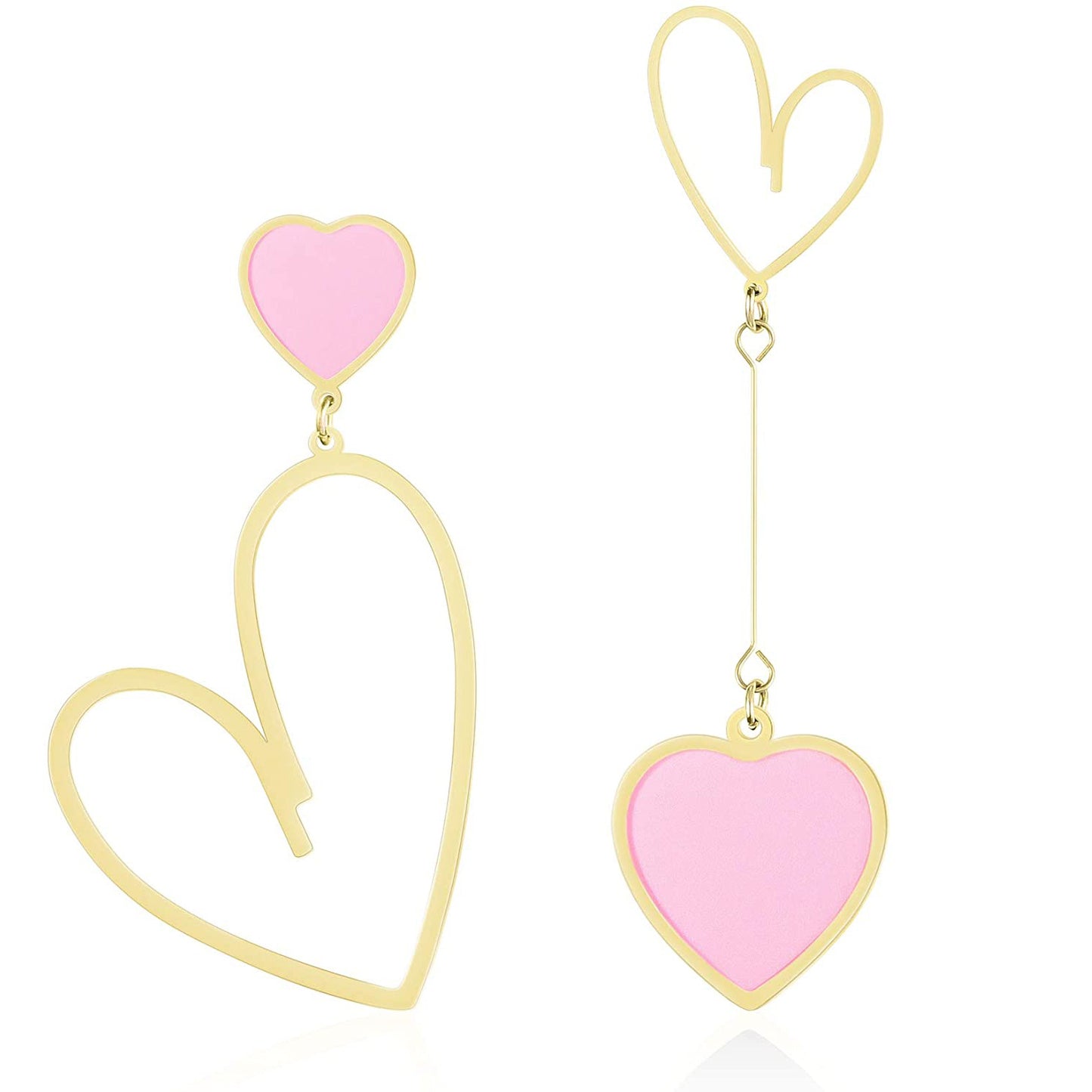 Heart Asymmetric Drop Dangle Earrings Love Hook Mismatched Stud Earring