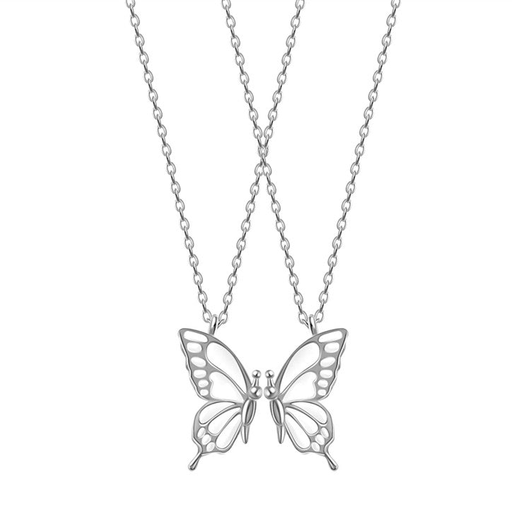 2 PCS Butterfly Puzzle Friendship Best Friend Pendant Necklace