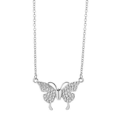 Double-Sided Wearing Diamond-Set Magnetic Butterfly Pendant Necklace